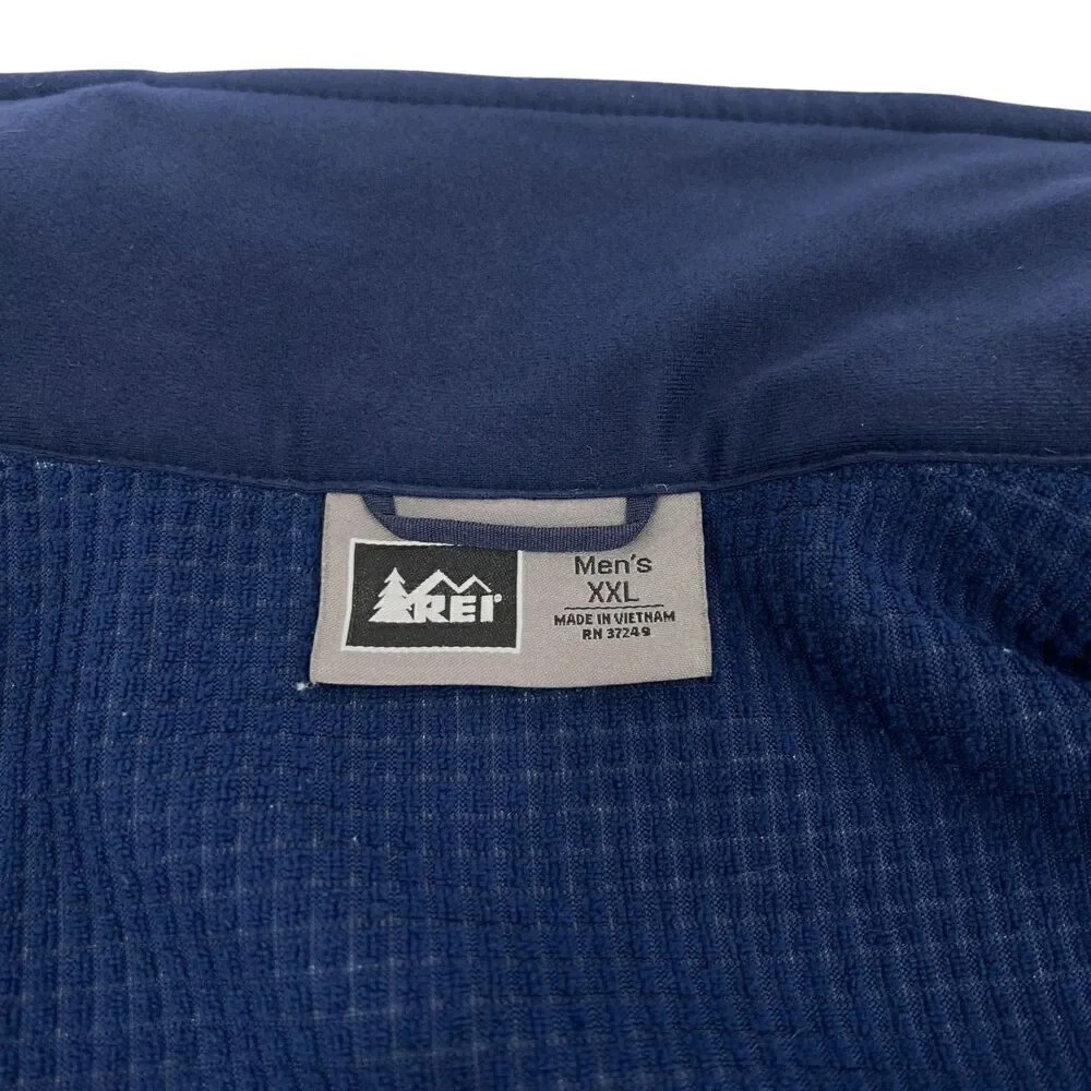 REI Men's Fleece Micro Grid Full Zip Vest Blue XXL